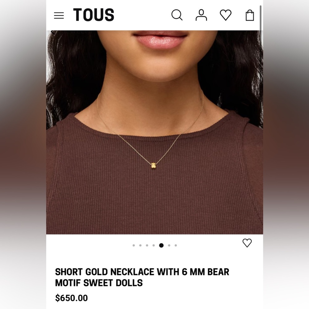 Authentic Tous 18K Gold Bear Motif Necklace